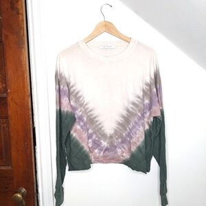 DAYDREAMER Top Dusty Rose Tie Dye Long Sleeve Cropped Tee NEW Size M